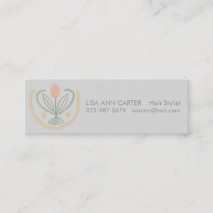Cartão De Visita Mini Padrão Floral Elegante Lucile Azulejo Soft Cinza