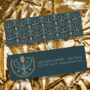 Cartão De Visita Mini Padrão Floral Elegante Lucile Azulejo Verde Profu