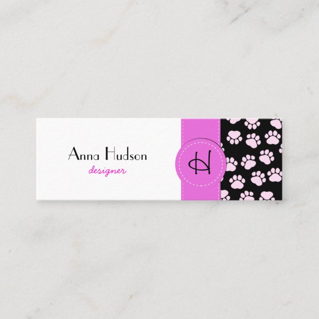 Cartão De Visita Mini Padrões De Patas, Cachorro, Cachorro-Walker, Compr (Frente)