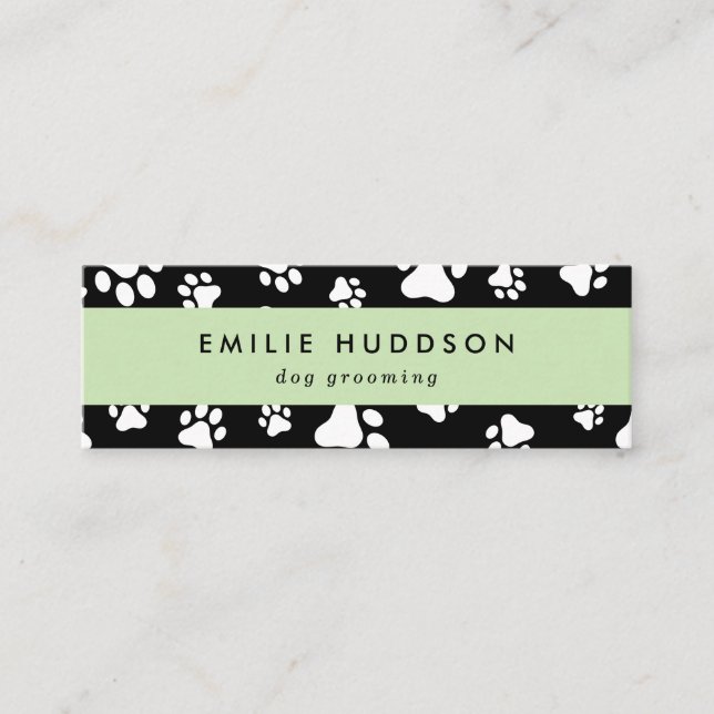 Cartão De Visita Mini Padrões De Patas, Cachorro, Cachorro-Walker, Compr (Frente)