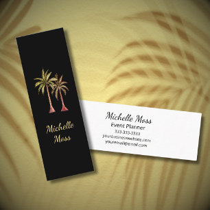 Cartão De Visita Mini Palmeiras tropicais Simples Dourado Preto Botânico