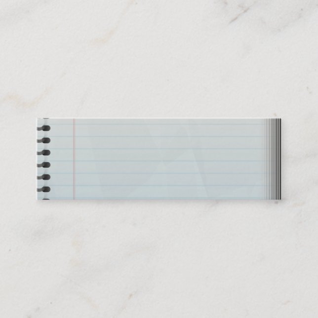 Cartão De Visita Mini Papel alinhado do caderno espiral (Frente)
