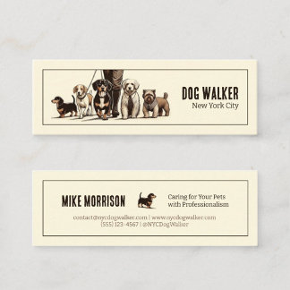 Cartão De Visita Mini paseador de perros mascotas vintage años 1920