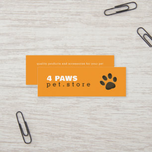 Cartão De Visita Mini Pata de Cachorro - Loja de Pet moderno cor laranja