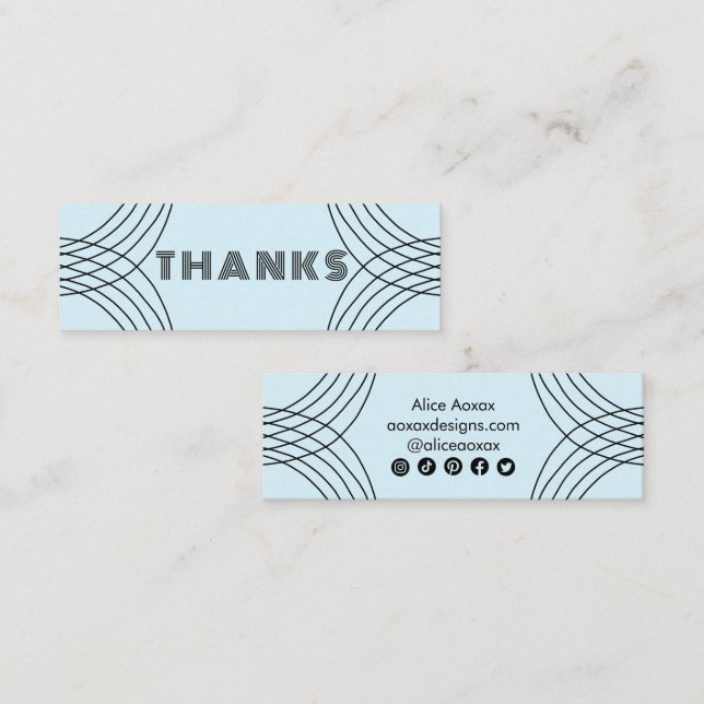 Cartão De Visita Mini PEDIR OBRIGADO COM O Abstrato Mínimo Gráfico Único (Frente/Verso)