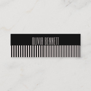 Cartão De Visita Mini Pente de Estilista de Cabelo Preto Rosa Colorista