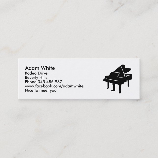 Cartão De Visita Mini Piano de cauda preto (Frente)