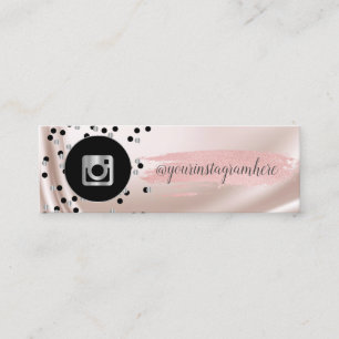 Cartão De Visita Mini Pincelada Moderna Instagram Preto, Pontos, Prata