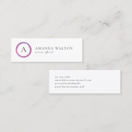 Cartão De Visita Mini Pink and Purple Monogram Modern