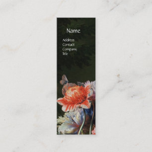 CARTÃO DE VISITA MINI PINK VERMELHOS ANEMONÁRIOS BRANCOS FLORES, MONOGRA