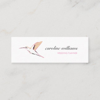 Cartão De Visita Mini Pink yellow hummingbird illustration elegant chic