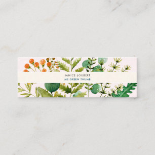 Cartão De Visita Mini PixDezines Botanical Watercolor, Elderflower+Ferns