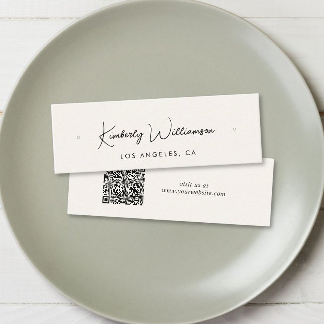 Cartão De Visita Mini Placa de Exibição de Creme de Código QR de Script  (Empower your name in our signature script as your logo and brand identity)