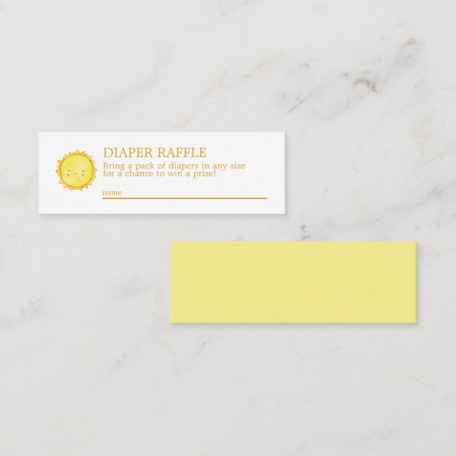 Cartão De Visita Mini Placa de mini gabinete Raffle com Fralda sunshine  (Frente/Verso)