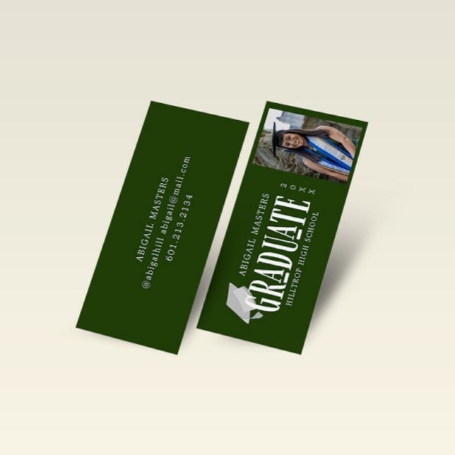 Cartão De Visita Mini Placa de Nome do Formando de Fotografia de Script  (Criador carregado)