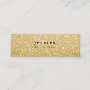 Cartão De Visita Mini Placa fina Dourada Glitter Contemporânea Hair Styl