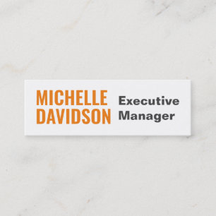 Cartão De Visita Mini Placa Minimalista Laranja Branco Moderna Profissio