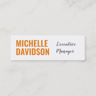 Cartão De Visita Mini Placa Minimalista Laranja Branco Moderna Profissio