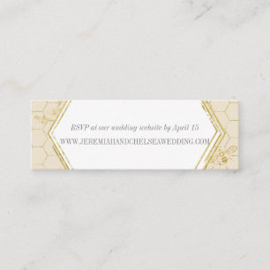 Cartão De Visita Mini Placa RSVP Personalizada de Padrão Dourado de Abe
