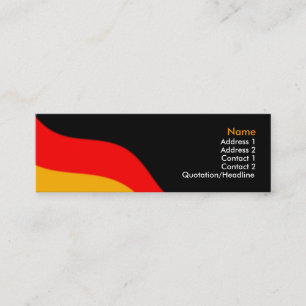 Cartão De Visita Mini PlainBlackBusinessBack, GermanFlag, Name, Addre...