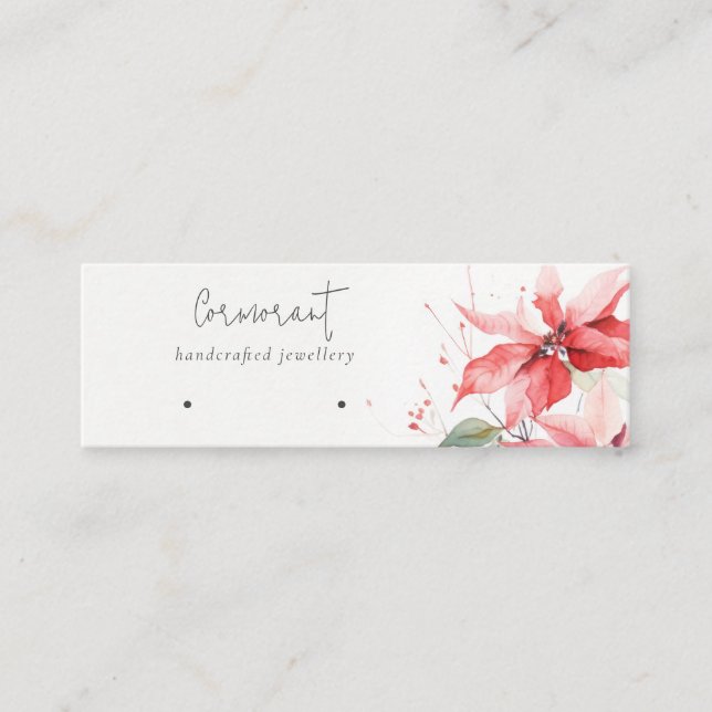 Cartão De Visita Mini Poinsettia Florals Hoops de Natal Holanda (Frente)