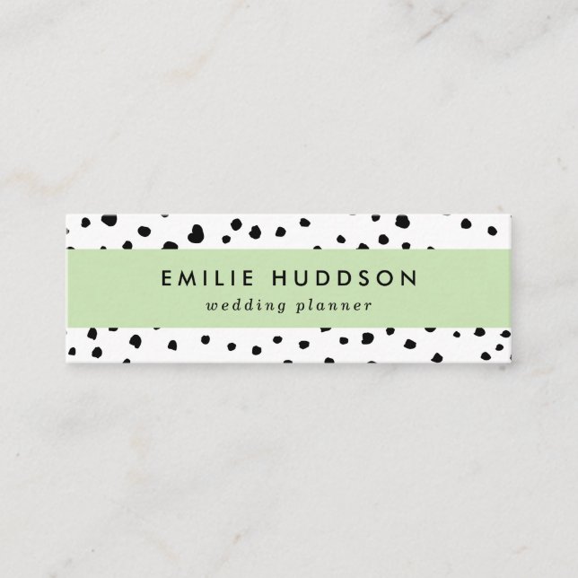 Cartão De Visita Mini Pontos Dalmáticos, Pontos Dalmáticos, Preto e Bran (Frente)