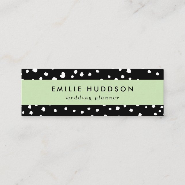 Cartão De Visita Mini Pontos Dalmáticos, Pontos Dalmáticos, Preto e Bran (Frente)