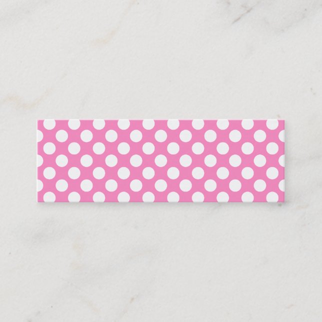 Cartão De Visita Mini Pontos Polka Brancos e Rosa (Frente)