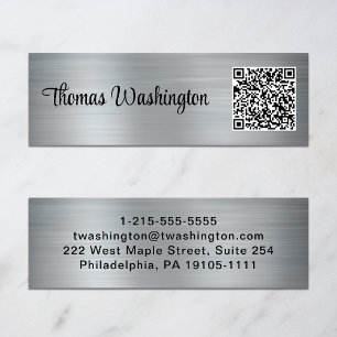 Cartão De Visita Mini Prata de Na moda de Código QR Profissional