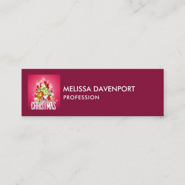 Cartão De Visita Mini Presentes e Árvores Molhadas de Natal Moderno - Fe (Frente)