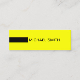 Cartão De Visita Mini Preto amarelo elegante moderno minimalista