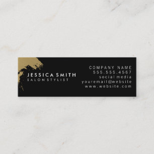 Cartão De Visita Mini Preto Dourado Metálico Faux Elegante Variação