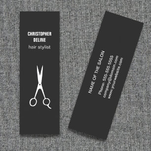 Cartão De Visita Mini Preto e branco minimalistas Scissor o cabeleireiro