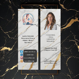 Cartão De Visita Mini Professional Wellness Coach Photo Black White Logo