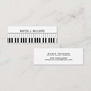 Cartão De Visita Mini Professor de Música Aulas de Piano branco