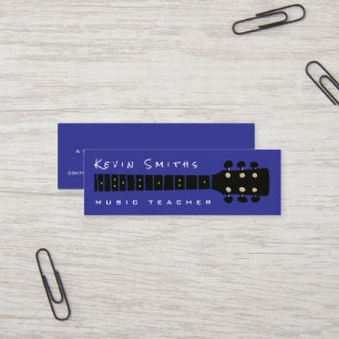 Cartão De Visita Mini Professor de Música Moderno Azul Legal