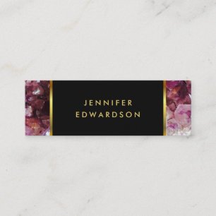 Cartão De Visita Mini Profissional Dourado de gemstone com ametista roxo
