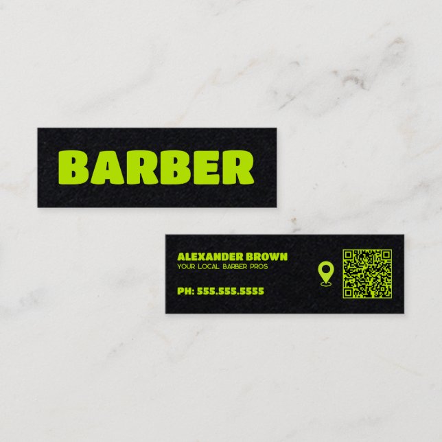 Cartão De Visita Mini QR Personalizado de Mapas de Barber (Frente/Verso)