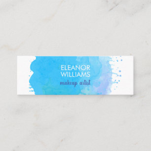 Cartão De Visita Mini Quadrado do Blot de Cor Azul Moderno da Chic