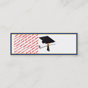 Cartão De Visita Mini Quadro de Fotos Dourado e Azul nas Cores Escolares