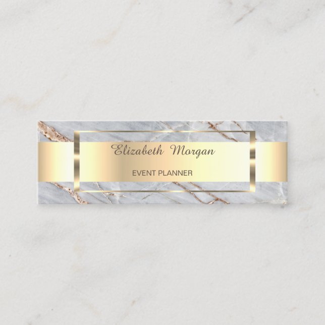 Cartão De Visita Mini Quadro Dourado Elegante, Marble (Frente)