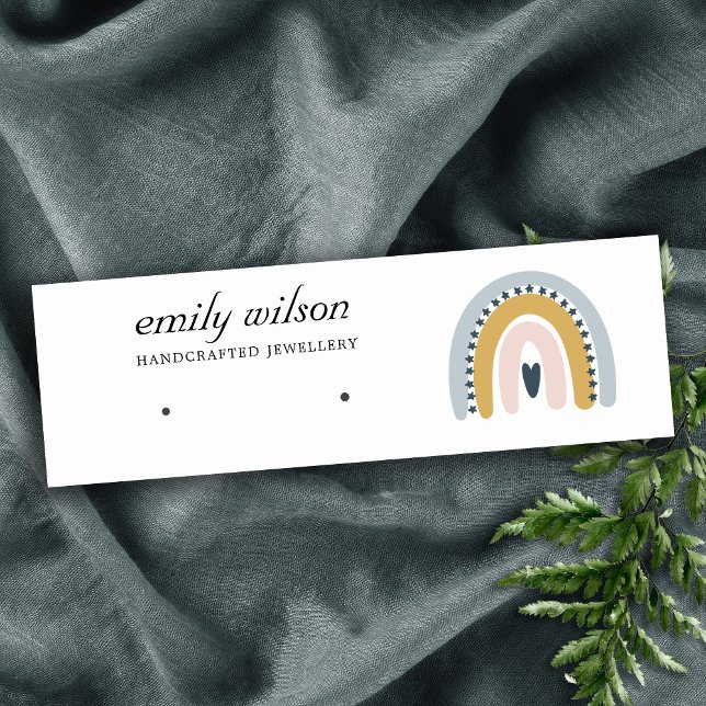 CARTÃO DE VISITA MINI RAINBOW SCANDI BLUSH HEART EARRY EXIBIÇÃO DE ESTUD (Criador carregado)