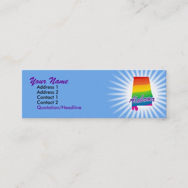 Cartão De Visita Mini Rainbow State Of Alabama (Frente)