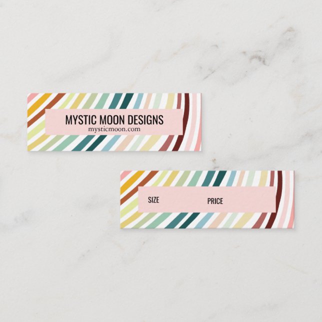 Cartão De Visita Mini Rainbow Stripes Handmade CUSTOM PriceSize Hang Tag (Frente/Verso)