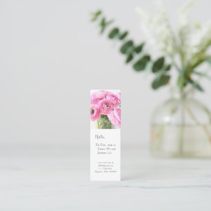 Cartão De Visita Mini Ranunculus cor-de-rosa num marcador da mãe do vas