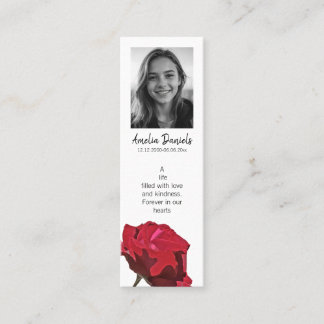Cartão De Visita Mini Red Rose Funeral Mini Bookmark Card