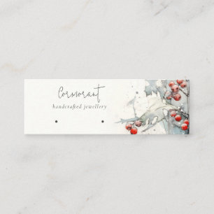 Cartão De Visita Mini Red Snow Winter Berries Hoops Loop Stuop Holder