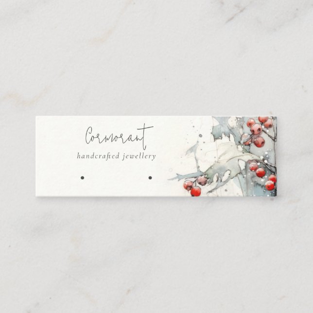 Cartão De Visita Mini Red Snow Winter Berries Hoops Loop Stuop Holder (Frente)