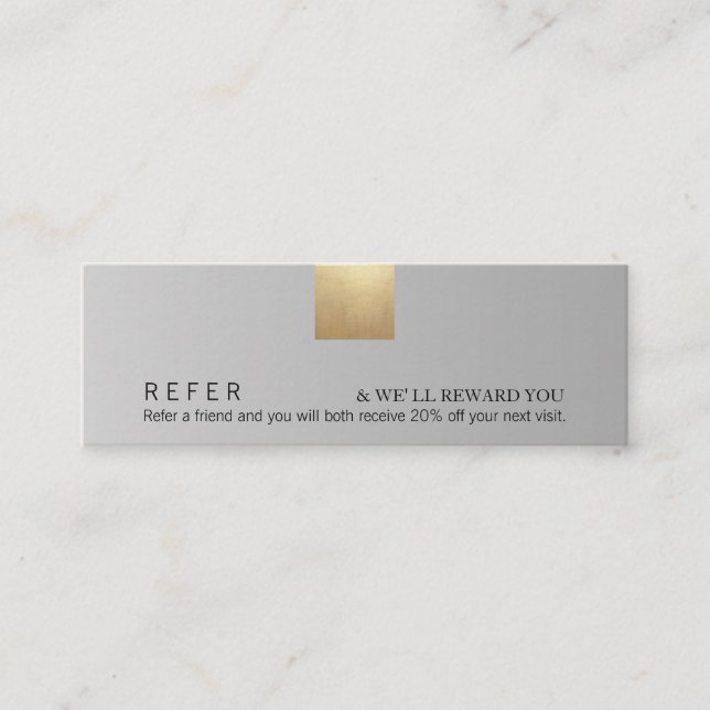 Cartão De Visita Mini Referência de Destaque Dourado do Gradiente Modern (Frente)