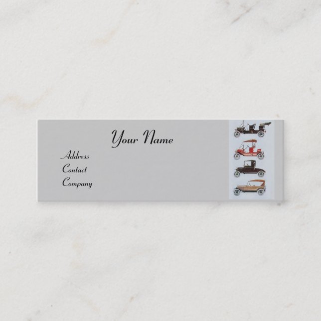 Cartão De Visita Mini RETRO CARROS 2 - Reparações automáticas, automóvei (Frente)